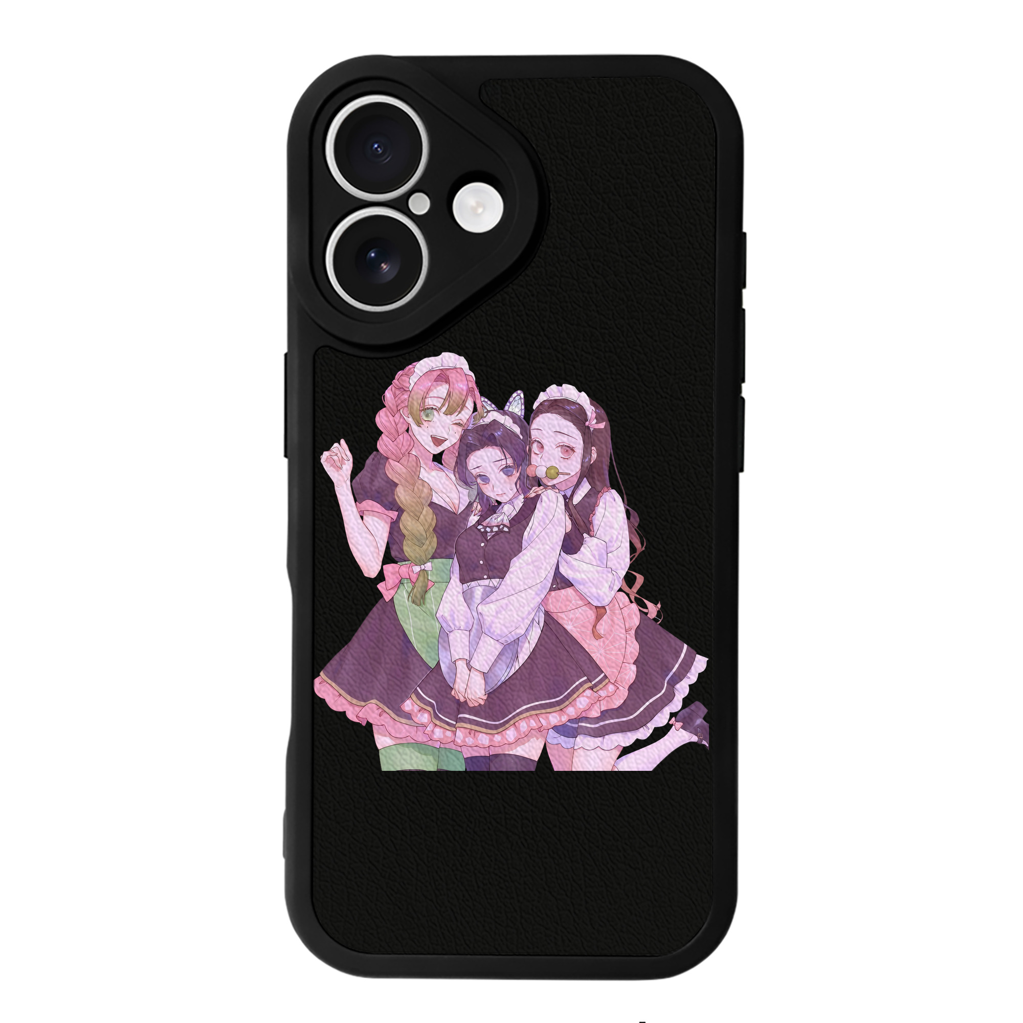 （画像用） 鬼滅の刃（きめつのやいば）蟲柱-胡蝶 しのぶ／こちょう しのぶ Kochou Shinobu 【iPhone 16シリーズ対応】シリコンスマホケース（レザー調） 材質：シリコン